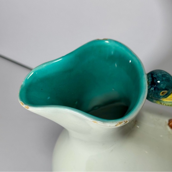 VINTAGE Colorful Duck Handle Ceramic Pitcher - Picture 5 of 7